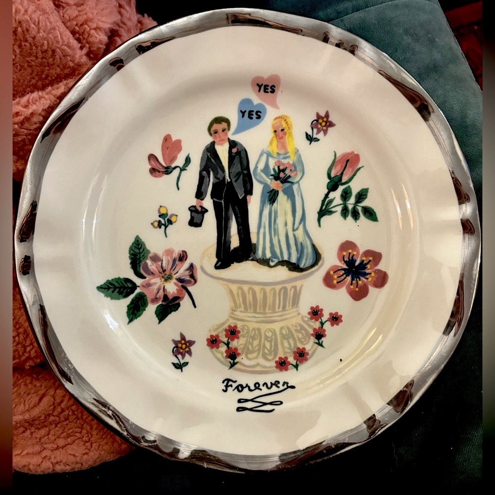 Natalie L’Ete for Anthropologie Forever Wedding Plate with bride and groom